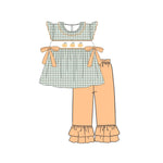 GSPO1533 Pumpkin Orange Plaid Girls Set