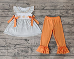 GSPO1533 Pumpkin Orange Plaid Girls Set