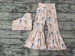 GSPO1536 Cartoon Flower Pink Blue Dog Girls Set