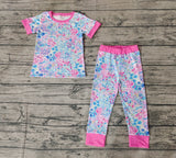 GSPO1550 Flower Garden Pink Girls Pajamas Set