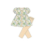 GSPO1554 Pumpkin Green Buttons Girls Set