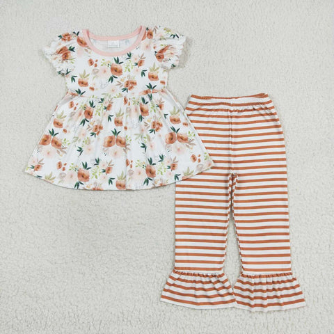 GSPO1570 Flower Autumn Stripe Girls Set