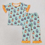 GSPO1573 Cartoon Blue Dog Girls Pajamas Set