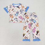 GSPO1581 Cartoon Blue Dog Girls Pajamas Set