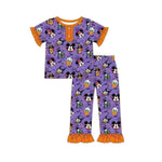 GSPO1608 Halloween Purple Girls Pajamas Set