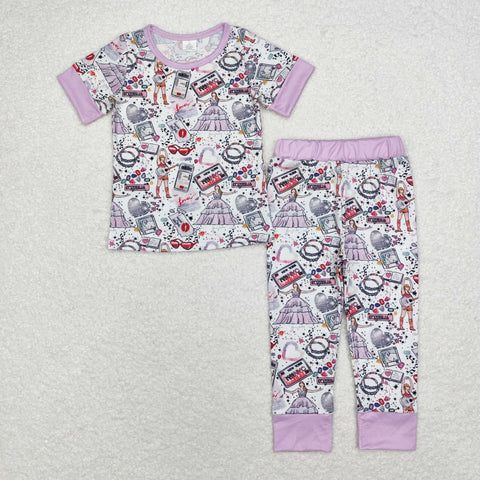 GSPO1656 Fashion Singer Star Purple Girls Pajamas Set