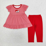 GSPO1675 Embroidery Football Red Stripe Girls Set