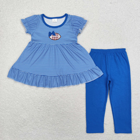 GSPO1677 Embroidery Football Blue Girls Set