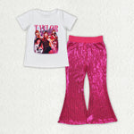 GSPO1709 Fashion Singer Star Pink Sequin Girl's Set