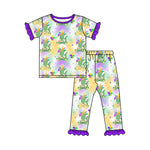 Preorder GSPO1766 Crocodile Mardi Gras Purple Girls Pajamas Set