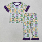 GSPO1766 Crocodile Mardi Gras Purple Girls Pajamas Set