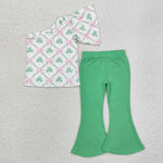 GSPO1793 St. Patrick Bows Green Girls Set