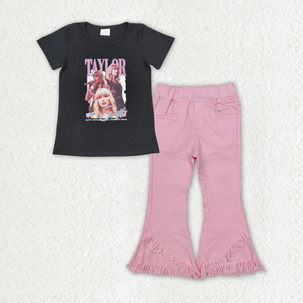 GSPO1818 Singer Star Pink Denim Jeans 2 Pcs Girl's Set – Amy yu ...