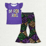 GSPO1831 Mardi Gras Purple Sequin Girl's Set