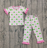 Preorder Samples GSPO1838 St. Patrick Leaf Shamrock Girls Pajamas Set