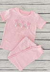 Preorder 12.09 GSPO1844 Easter Bunny Pink Stripe Girls Pajamas Set