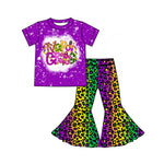 Preorder 12.24 GSPO1869 Mardi Gras Leopard Purple Girls Set