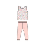 Preorder GSPO1919 Flower Pink Sleeveless Girls Set