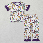 GSPO1921 Mardi Gras Animals Purple Girls Pajamas Set