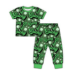 Preorder 12.30 GSPO1925 St. Patrick Lucky Smiley Face Girls Pajamas Set