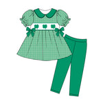 Preorder 12.31 GSPO1928 St. Patrick Leaf Green Girls Set