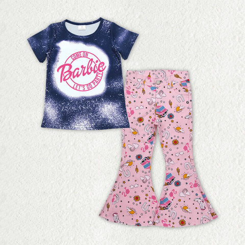 GSPO1930 Fashion Pink Jeans 2 Pcs Girl's Set