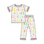 Preorder 01.03 GSPO1935 Easter Rabbit Flower Pink Girls Pajamas Set