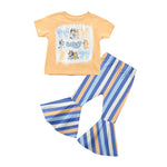 Preorder 01.03 GSPO1936 Cartoon Blue Dog Bows Stripe Girls Set