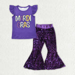 GSPO1937 Mardi Gras Purple Sequin Girl's Set