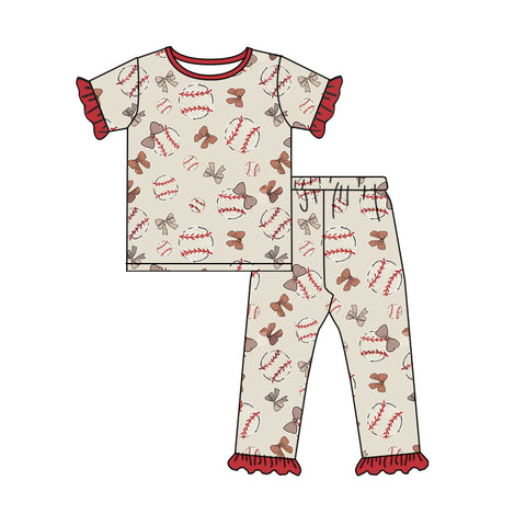 Preorder 01.04 GSPO1945 Baseball Red Girls Pajamas Set