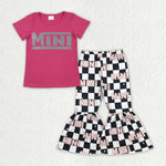 GSPO1947 MINI Pink Black Plaid Girl's Set