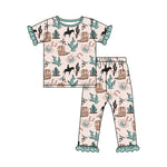 Preorder 01.11 GSPO1954 Cowgirl Boots Cactus Girls Pajamas Set