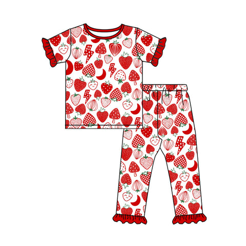 Preorder 01.14 GSPO1955 Strawberry Red Girls Pajamas Set