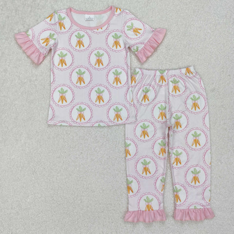 GSPO1992 Easter Carrot Pink Girls Pajamas Set