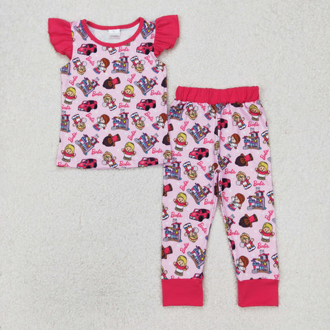 GSPO1996 Cartoon Fashion Girl Pink Girls Pajamas Set