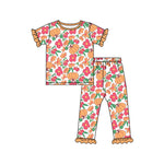 Preorder 05.16 GSPO2018 Pumpkin Flower Orange Cute Girls Pajamas Set