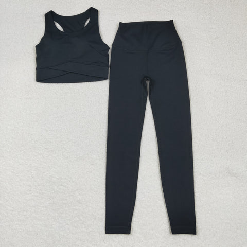 US Warehouse GSPO2038 Active Wear Sports Black Women Adult's Yoga Clothes