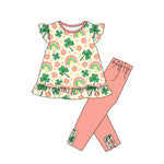 Preorder 10.06 MOQ 5 pcs GSPO2078 Rainbow Leaf Flower Girls Set