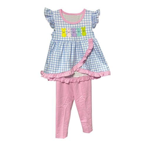 Preorder 10.13 MOQ 5 pcs GSPO2088 Easter Bunny Rabbit Plaid Girls Set