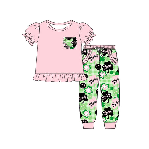 Preorder 10.16 MOQ 5 pcs GSPO2090 Lucky Leaves Green Girls Set