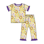 Preorder 10.23 MOQ 5 pcs GSPO2102 Mardi Gras Donut Purple Girls Pajamas Set