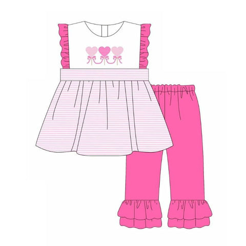 Preorder 10.28 MOQ 5 pcs GSPO2106 Valentine's Day Bows Pink Girls Set