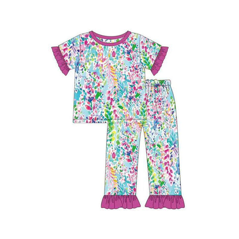 Preorder 10.29 MOQ 5 pcs GSPO2112 Flower Cute Girls Pajamas Set