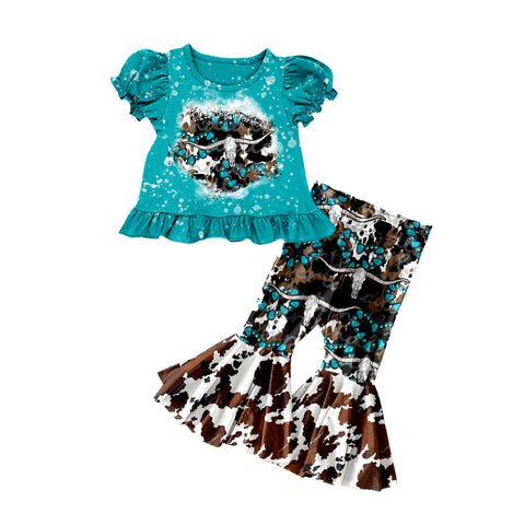 10.10 pre-order GSPO2116 toddler girls blue bell bottom outfits