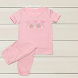 Preorder Samples GSPO2117 Embroidery Easter Bunny Rabbit Pink Girls Set