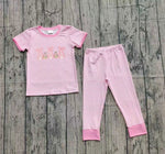 Preorder Samples GSPO2117 Embroidery Easter Bunny Rabbit Pink Girls Set