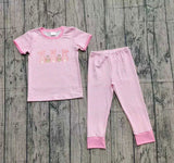 Preorder Samples GSPO2117 Embroidery Easter Bunny Rabbit Pink Girls Set