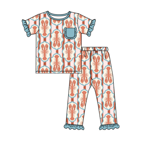 Preorder 11.01 MOQ 5 pcs GSPO2118 Crawfish Cute Girls Pajamas Set