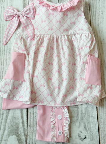 Preorder 11.04 MOQ 5 pcs GSPO2120 Coquette Bows Pink Girls Set