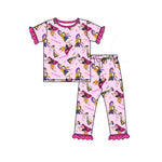 Preorder 11.04 MOQ 5 pcs GSPO2121 Cartoon Hot Pink Girls Pajamas Set